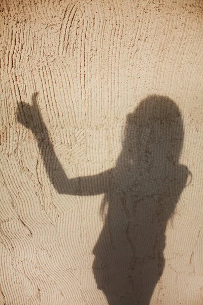 Shadow on the wall. Woman\'s silhouette.