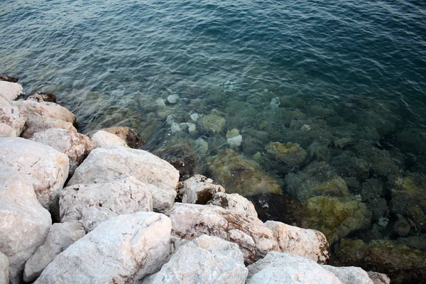 Адриатическое Море Камни Пляже Морское Побережье Закат — стоковое фото