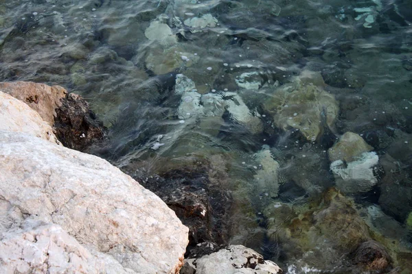Adriatische Zee Stenen Het Strand Kust Van Zee Zonsondergang — Stockfoto