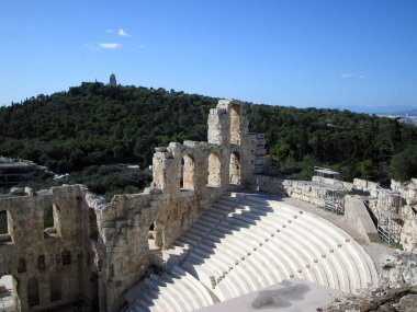 Ancient building theater. Amphitheater in Athens Greece. clipart