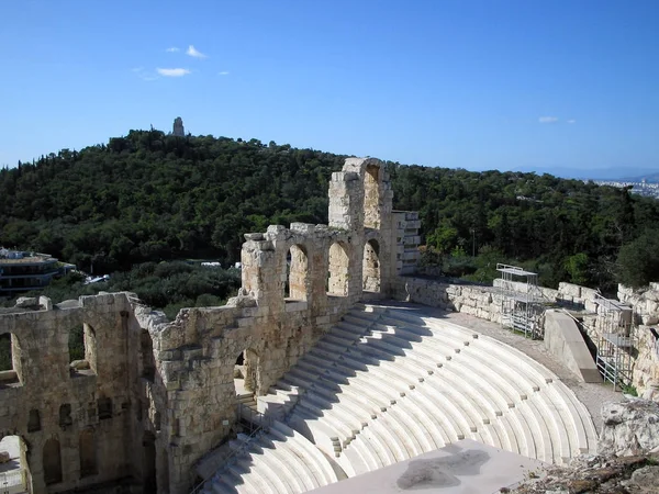 Antico Teatro Edilizio Anfiteatro Atene Grecia — Foto Stock