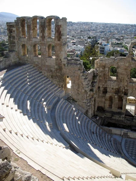Antico Teatro Edilizio Anfiteatro Atene Grecia — Foto Stock