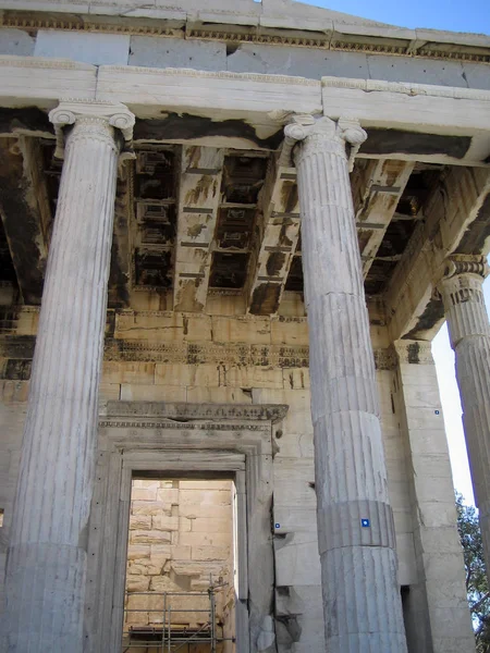 Antike Ruinen Akropolis Mit Säule Griechenland — Stockfoto