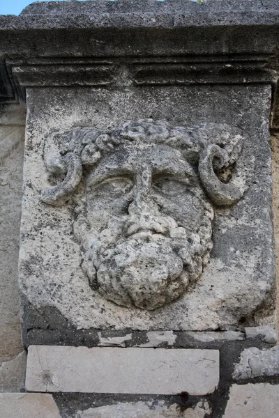 Head Jupiter Rams Horns Ancient Roman Sculpture Forum Zadar Croatia — Stock Photo, Image