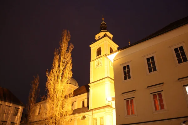 Noční Město Slovinska Lublaň — Stock fotografie
