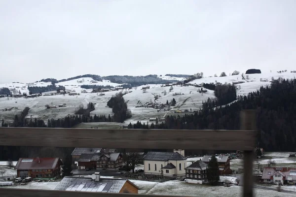 Ліс Снігу Альпах Австрії Швейцарії — стокове фото