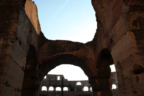 Colosseum Róma Olaszország Nap Idő — Stock Fotó