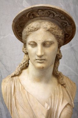 Roma. İtalya. Juno Pentini, Helenistik bir orijinal, Braccio Nuovo, Museo Chiaramonti, Vatican Museums Roma kopyası.
