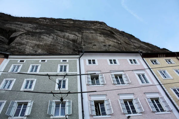 Salzbourg Autriche Mars 2018 Maisons Colorées Autrichiennes Traditionnelles Dans Roche — Photo