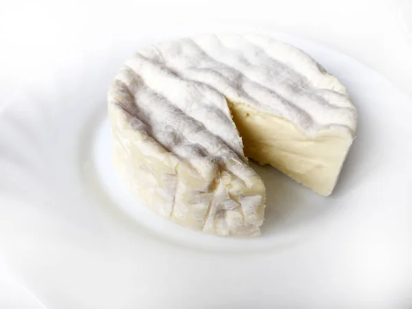 French Camembert White Plate — Stock Photo, Image