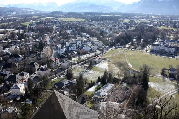 Salzburg Österreich März 2018 Blick Auf Die Winterstadt Von Der — Stockfoto