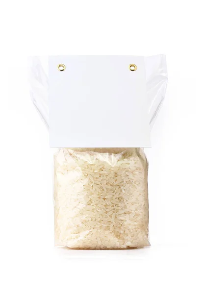 Kemasan beras terisolasi latar belakang putih — Stok Foto