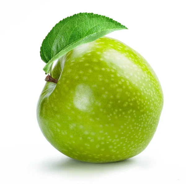 Grüner Apfel Mit Scheibe Isoliert Weißen Hintergrund — Stockfoto