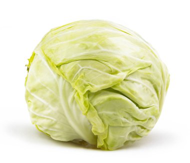 Beyaz arka planda izole edilmiş taze lahana