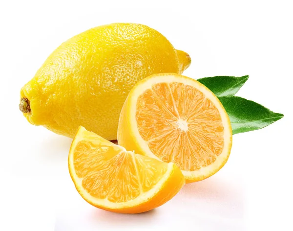 Limone Con Fetta Foglia — Foto Stock