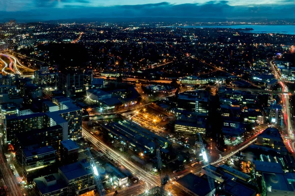 Auckland Night view aerial panorama — Stock Photo, Image