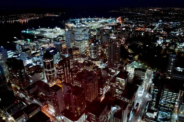 Auckland noc widok panorama antenowe — Zdjęcie stockowe