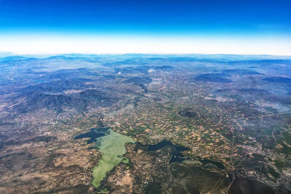 メキシコシティ空中パノラマ景観近くテスココ湖 — ストック写真