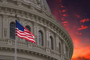Washington Dc Capitol görünümü bulutlu gökyüzü arka plan üzerinde