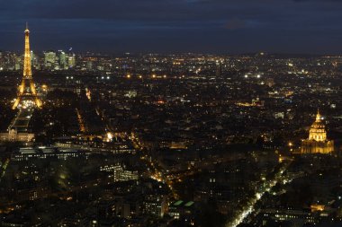 Paris gece manzaralı hava manzarası