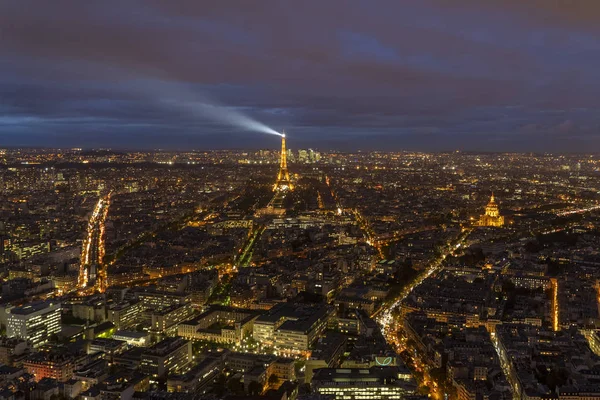 Vista nocturna de París panorama aéreo — Foto de Stock