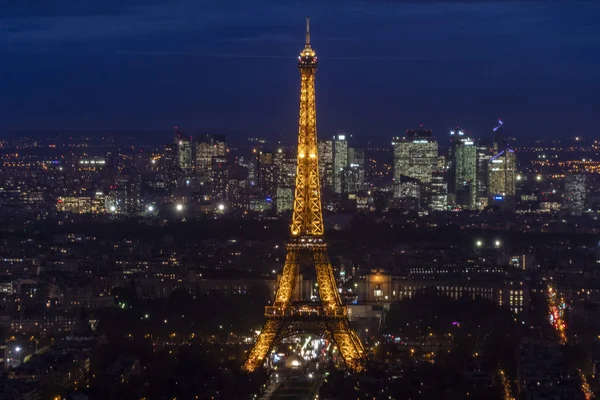 Paris Nacht Ansicht Luftbild — Stockfoto