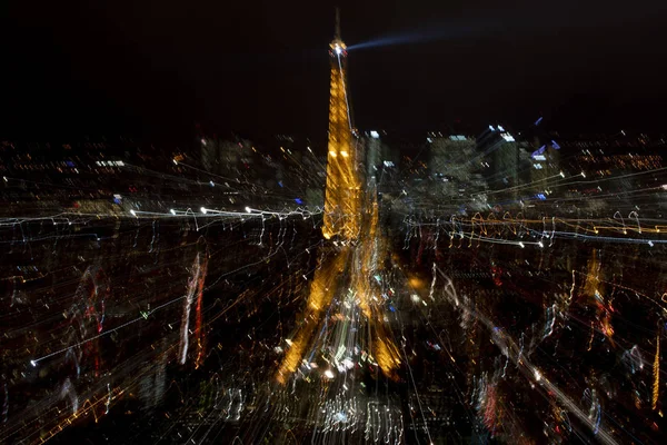 Παρίσι νύχτα άποψη εναέρια πανόραμα καλλιτεχνική — Φωτογραφία Αρχείου