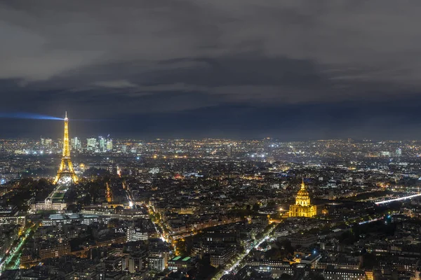 Paris Nacht Ansicht Luftbild — Stockfoto