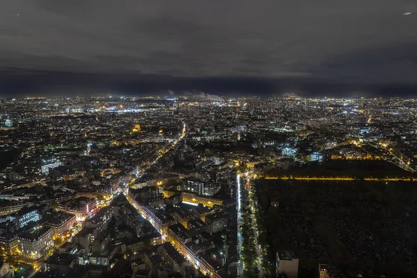 Paříž noční pohled letecké panorama — Stock fotografie