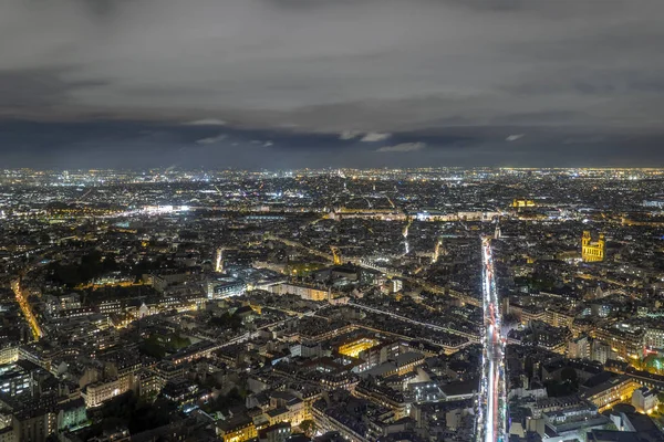 Paříž noční pohled letecké panorama — Stock fotografie