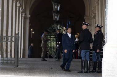 Roma, İtalya. 22 Kasım 2019 - Başkan Sergio Mattarella Quirinale Binası 'na vardı.