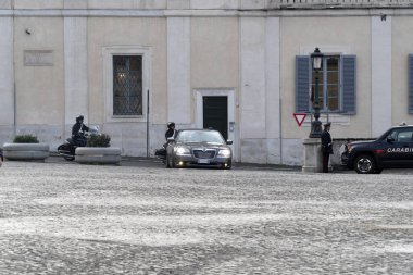 Roma, İtalya. 22 Kasım 2019 - Başkan Sergio Mattarella Quirinale Binası 'na vardı.