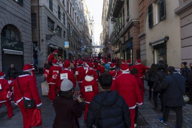 GENOA, ITALY - DECEMBER 22 2019 - Traditional Santa claus walk