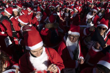 GENOA, ITALY - DECEMBER 22 2019 - Traditional Santa claus walk