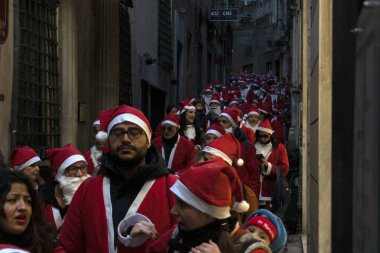 GENOA, ITALY - DECEMBER 22 2019 - Traditional Santa claus walk