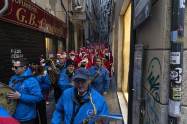 GENOA, ITALY - DECEMBER 22 2019 - Traditional Santa claus walk