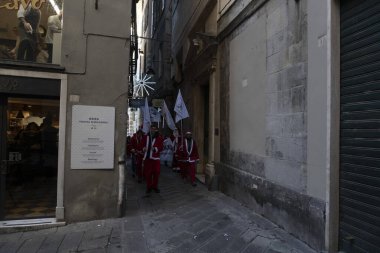 GENOA, ITALY - DECEMBER 22 2019 - Traditional Santa claus walk