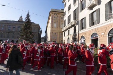 GENOA, ITALY - DECEMBER 22 2019 - Traditional Santa claus walk