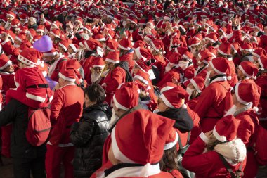 GENOA, ITALY - DECEMBER 22 2019 - Traditional Santa claus walk