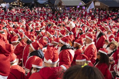 GENOA, ITALY - DECEMBER 22 2019 - Traditional Santa claus walk