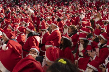 GENOA, ITALY - DECEMBER 22 2019 - Traditional Santa claus walk