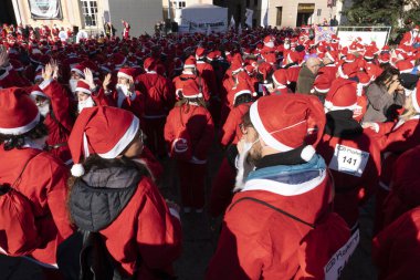 GENOA, ITALY - DECEMBER 22 2019 - Traditional Santa claus walk