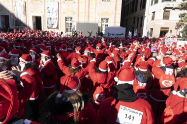 GENOA, ITALY - DECEMBER 22 2019 - Traditional Santa claus walk