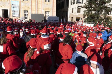 GENOA, ITALY - DECEMBER 22 2019 - Traditional Santa claus walk