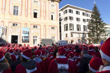 GENOA, ITALY - DECEMBER 22 2019 - Traditional Santa claus walk
