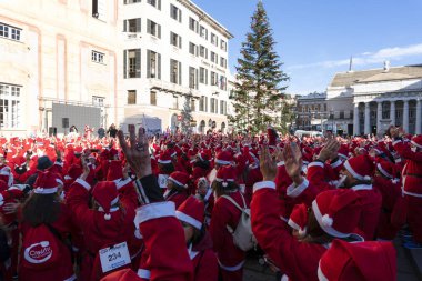 GENOA, ITALY - DECEMBER 22 2019 - Traditional Santa claus walk