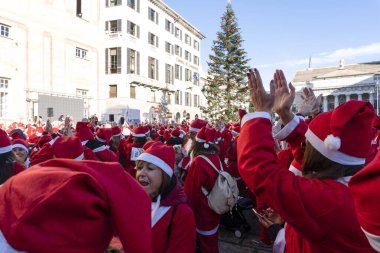 GENOA, ITALY - DECEMBER 22 2019 - Traditional Santa claus walk