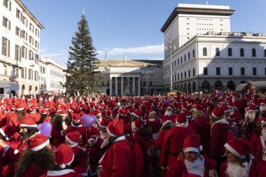 GENOA, ITALY - DECEMBER 22 2019 - Traditional Santa claus walk