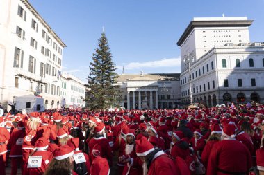 GENOA, ITALY - DECEMBER 22 2019 - Traditional Santa claus walk