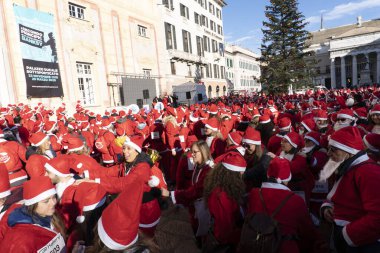 GENOA, ITALY - DECEMBER 22 2019 - Traditional Santa claus walk